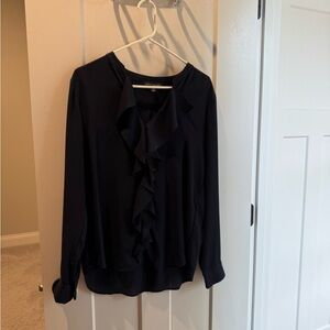 Banana Republic Black Ruffle Front Blouse